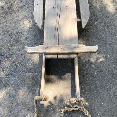 LOT 166: Vintage Wooden Toboggan / Sled