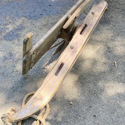 LOT 166: Vintage Wooden Toboggan / Sled