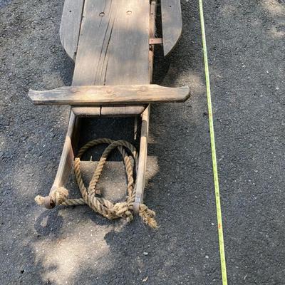 LOT 166: Vintage Wooden Toboggan / Sled