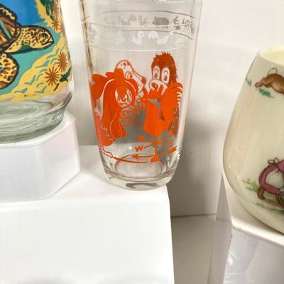 LOT 173: Collection of Children's Juice Glasses and Mugs - Welch's and Bunnykins Included