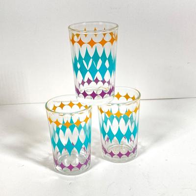 LOT 174: Collection of Colorful Vintage Juice Glasses