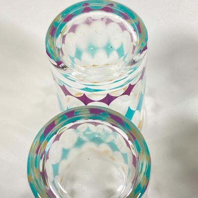LOT 174: Collection of Colorful Vintage Juice Glasses