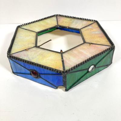 LOT 176: Vintage Stained Glass Christmas Tree on Base / Stand