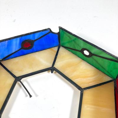 LOT 176: Vintage Stained Glass Christmas Tree on Base / Stand