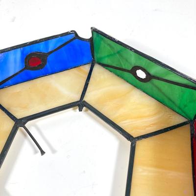 LOT 176: Vintage Stained Glass Christmas Tree on Base / Stand