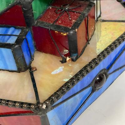 LOT 176: Vintage Stained Glass Christmas Tree on Base / Stand