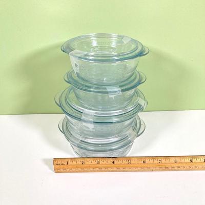 LOT 180: Fire King Oven Glass Collection - 2 Rectangular Casserole Dishes, Small Lidded Rectangular Refrigerator Dish, Plate, Bowl,...