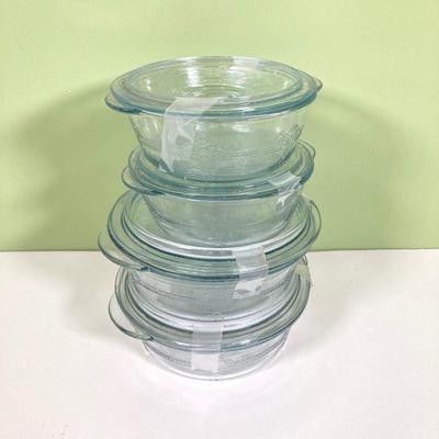LOT 180: Fire King Oven Glass Collection - 2 Rectangular Casserole Dishes, Small Lidded Rectangular Refrigerator Dish, Plate, Bowl,...