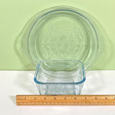 LOT 180: Fire King Oven Glass Collection - 2 Rectangular Casserole Dishes, Small Lidded Rectangular Refrigerator Dish, Plate, Bowl,...