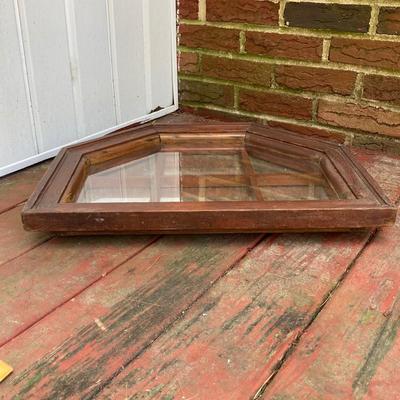LOT 182: Vintage Six Sided Wooden Window Pane with Mirror Background