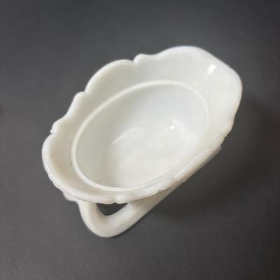LOT 219: Vintage Slag Glass Star Candle Holders, Milk Glass Santa Cover Sleigh Dish, Lenox Old World Santa