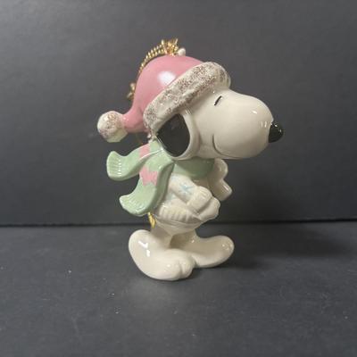 LOT 220: Lenox Holiday Collection: Rudolph & Santa Salt/Pepper Shakers, Frosty the Snowman Salt/Pepper Shakers and Snoopy Ornament