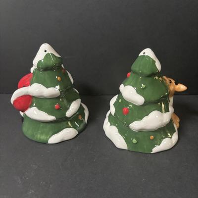 LOT 220: Lenox Holiday Collection: Rudolph & Santa Salt/Pepper Shakers, Frosty the Snowman Salt/Pepper Shakers and Snoopy Ornament
