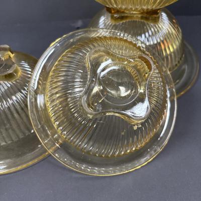 LOT 223: Set of 4 Amber Glass Mixing/Serving Bowls