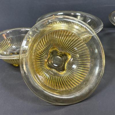 LOT 223: Set of 4 Amber Glass Mixing/Serving Bowls