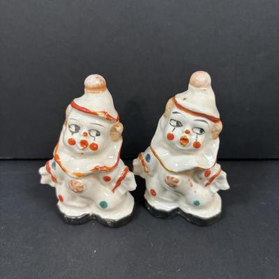 LOT 230: Ezra Brooks Shriner Clown Decanter, Sad Clown Biscuit Jar, Salt /Pepper Clowns and More