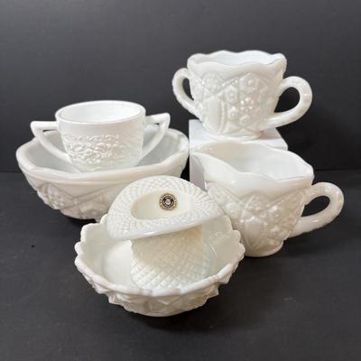 LOT 235: Milk Glass Collection Featuring Westmorland English Hobnail Hat