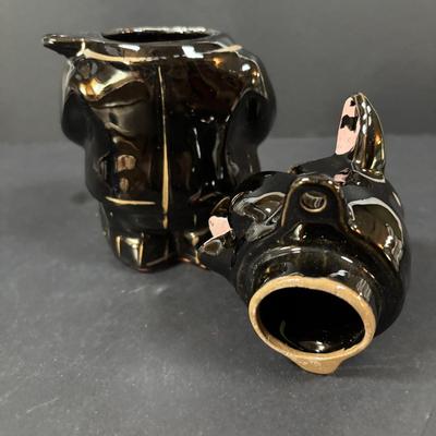 LOT 245 Vintage Ceramic Pig Collection: Relco Black Piggy Band, Polka Dot Piggy Bank, "Toby" Pig Pitcher and Little Girl Pig
