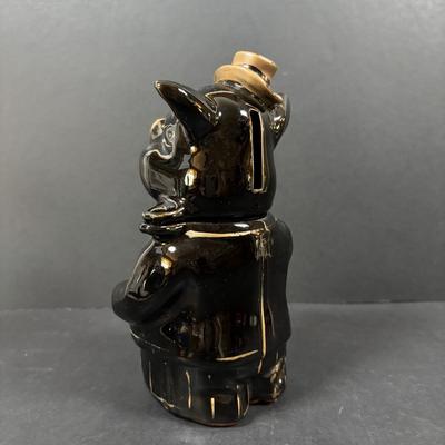 LOT 245 Vintage Ceramic Pig Collection: Relco Black Piggy Band, Polka Dot Piggy Bank, "Toby" Pig Pitcher and Little Girl Pig