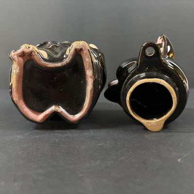 LOT 245 Vintage Ceramic Pig Collection: Relco Black Piggy Band, Polka Dot Piggy Bank, "Toby" Pig Pitcher and Little Girl Pig