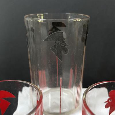 LOT 246: Vintage Juice Glass Collection: Roosters and Flowers