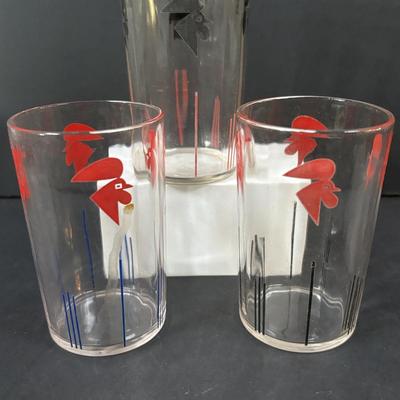 LOT 246: Vintage Juice Glass Collection: Roosters and Flowers