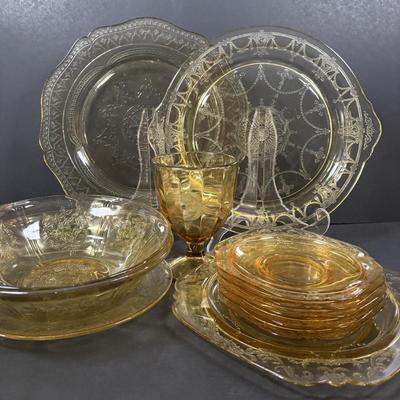 LOT 249: Vintage Amber Depression Glass Collection