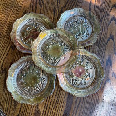LOT 255: Jeanette Glass Iris and Herringbone Marigold Carnival Glass Collection