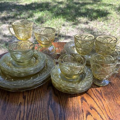 LOT 256: Large Amber Depression Glass Collection