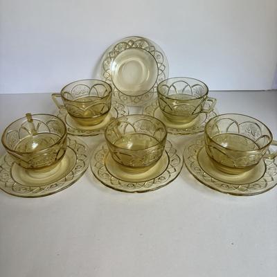 LOT 256: Large Amber Depression Glass Collection