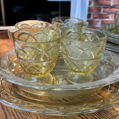 LOT 256: Large Amber Depression Glass Collection
