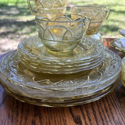 LOT 256: Large Amber Depression Glass Collection