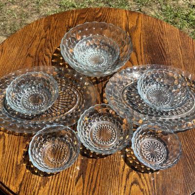 LOT 259: Anchor "Hocking Blue "Bubble" Collection: Plates, Divided Plates, Salad Plates, Cup and More