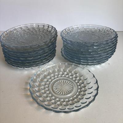 LOT 259: Anchor "Hocking Blue "Bubble" Collection: Plates, Divided Plates, Salad Plates, Cup and More