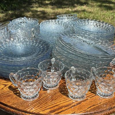 LOT 259: Anchor "Hocking Blue "Bubble" Collection: Plates, Divided Plates, Salad Plates, Cup and More