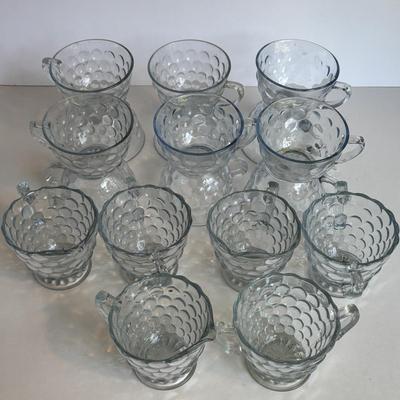 LOT 259: Anchor "Hocking Blue "Bubble" Collection: Plates, Divided Plates, Salad Plates, Cup and More