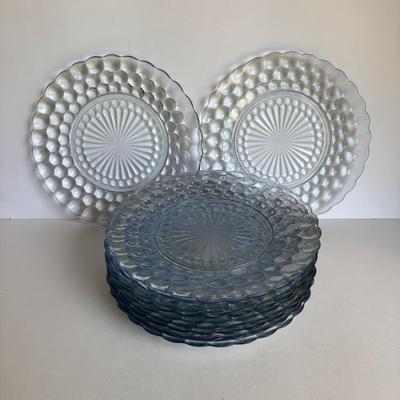 LOT 259: Anchor "Hocking Blue "Bubble" Collection: Plates, Divided Plates, Salad Plates, Cup and More