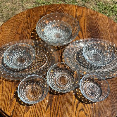 LOT 259: Anchor "Hocking Blue "Bubble" Collection: Plates, Divided Plates, Salad Plates, Cup and More