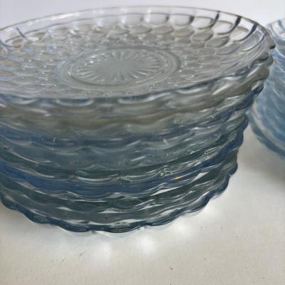 LOT 259: Anchor "Hocking Blue "Bubble" Collection: Plates, Divided Plates, Salad Plates, Cup and More