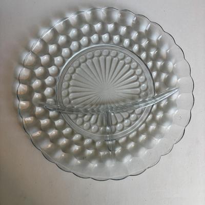 LOT 259: Anchor "Hocking Blue "Bubble" Collection: Plates, Divided Plates, Salad Plates, Cup and More