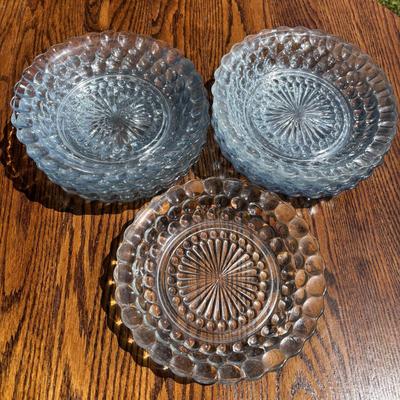 LOT 259: Anchor "Hocking Blue "Bubble" Collection: Plates, Divided Plates, Salad Plates, Cup and More