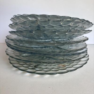 LOT 259: Anchor "Hocking Blue "Bubble" Collection: Plates, Divided Plates, Salad Plates, Cup and More