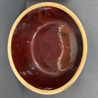 LOT 261: Hall for Westing House Refrigerator Dishes (no lids), Brown Glaze Bowl USA, Shawnee Cat Creamer, National Dairy Orange Juice...