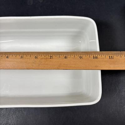 LOT 261: Hall for Westing House Refrigerator Dishes (no lids), Brown Glaze Bowl USA, Shawnee Cat Creamer, National Dairy Orange Juice...