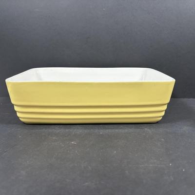 LOT 261: Hall for Westing House Refrigerator Dishes (no lids), Brown Glaze Bowl USA, Shawnee Cat Creamer, National Dairy Orange Juice...