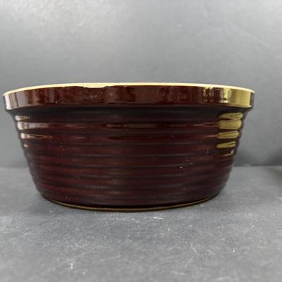 LOT 261: Hall for Westing House Refrigerator Dishes (no lids), Brown Glaze Bowl USA, Shawnee Cat Creamer, National Dairy Orange Juice...
