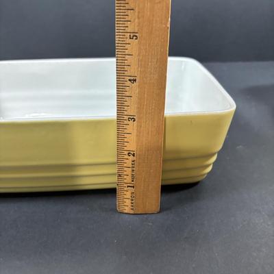 LOT 261: Hall for Westing House Refrigerator Dishes (no lids), Brown Glaze Bowl USA, Shawnee Cat Creamer, National Dairy Orange Juice...