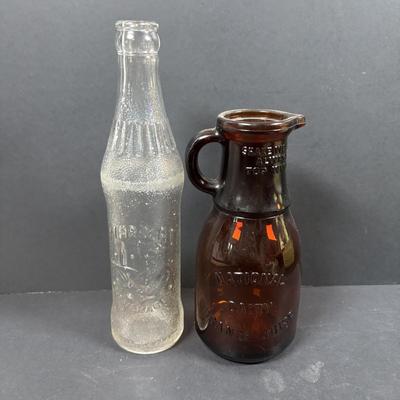 LOT 261: Hall for Westing House Refrigerator Dishes (no lids), Brown Glaze Bowl USA, Shawnee Cat Creamer, National Dairy Orange Juice...