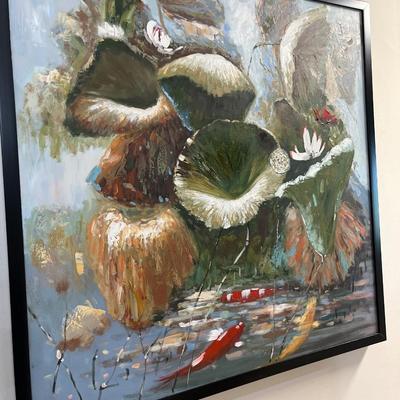 Sale Photo Thumbnail #185: Painted Art 37”1/2 wide and 37”1/2 deep.
Black fish.