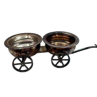 Vintage Silver-Plate Wheelbarrow Condiment Server
